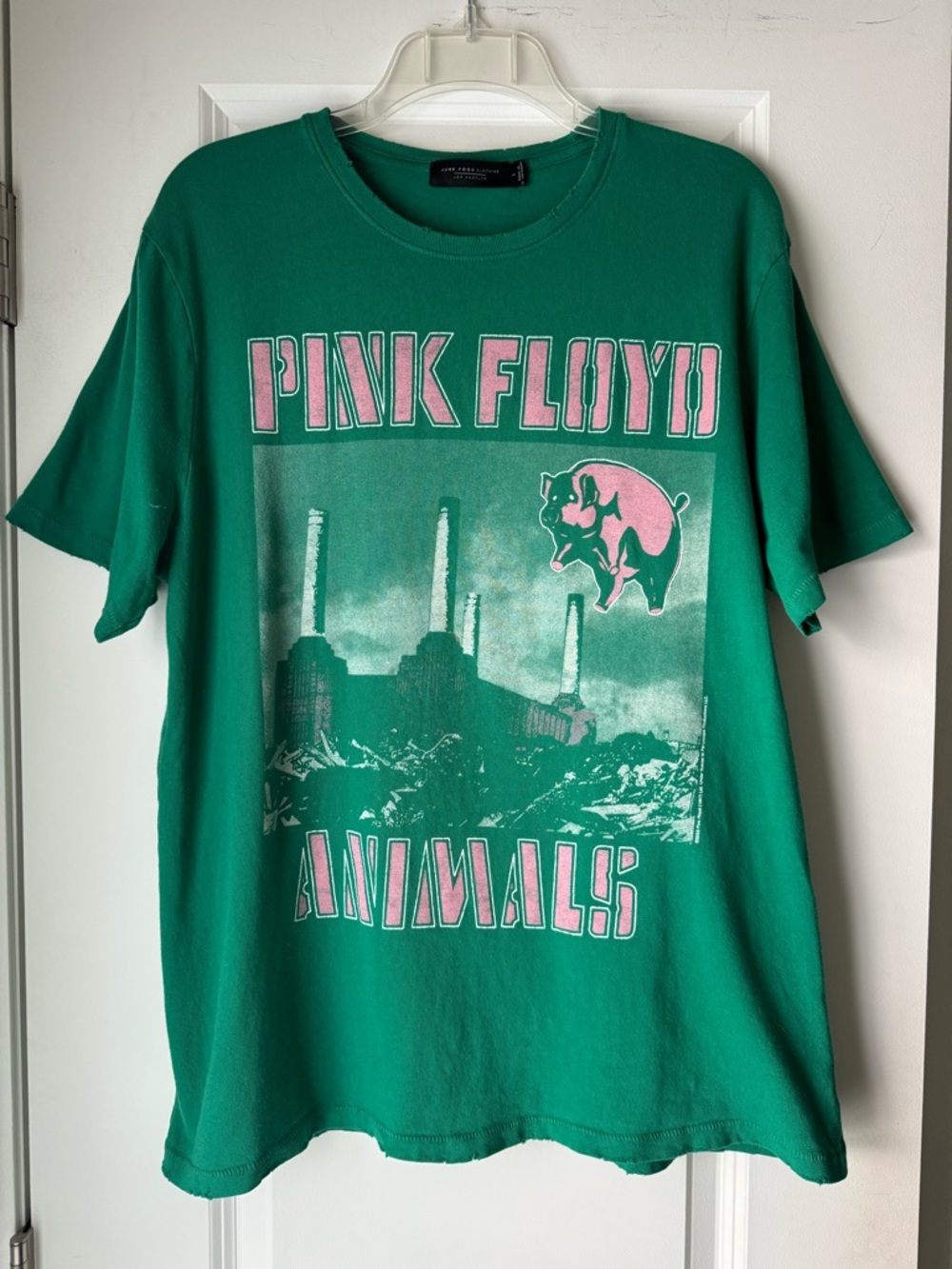 Junk Food Clothing Unisex Pink Floyd Animals Vintage Like Tee in Shady Glade- L